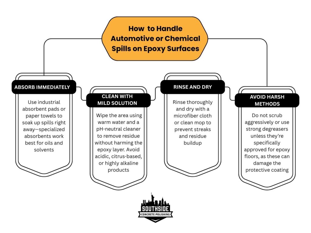 How to Handle Automotive or Chemical Spills on Epoxy Surfaces