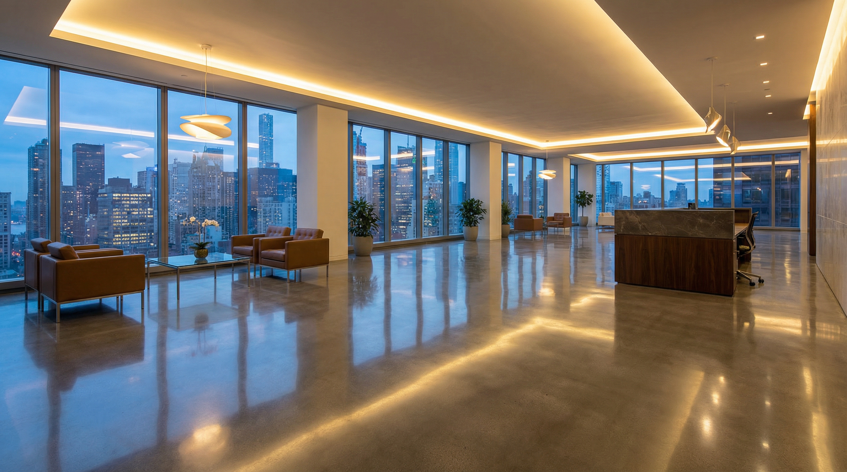 Premium polished concrete floor — Manhattan office lobby by Southside Concrete